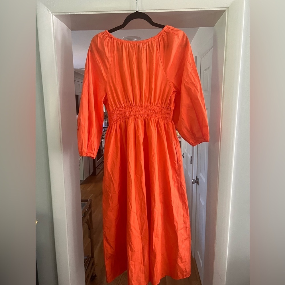 Jcrew orange midi dress *great for summer - Picture 4 of 9
